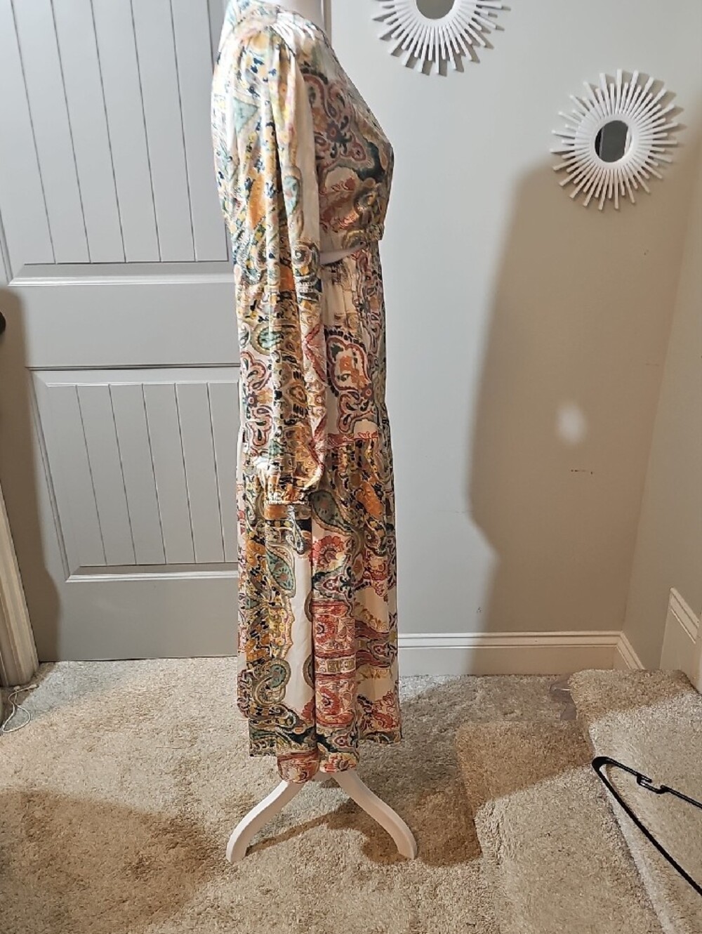 Lush Cream Paisley Wrap Maxi Dress - Picture 12 of 12